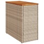 Mesa auxiliar jardín tapa madera ratán PE beige 58x27,5x55 cm de , Mesas de jardín - Ref: Foro24-366072, Precio: 56,99 €, Des...