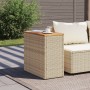 Mesa auxiliar jardín tapa madera ratán PE beige 58x27,5x55 cm de , Mesas de jardín - Ref: Foro24-366072, Precio: 56,99 €, Des...