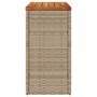 Mesa auxiliar jardín tapa madera ratán PE beige 58x27,5x55 cm de , Mesas de jardín - Ref: Foro24-366072, Precio: 56,99 €, Des...