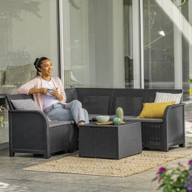 Keter Garden table with Rosalie storage in graphite color by , Garden tables - Ref: Foro24-441312, Price: 82,99 €, Discount: %