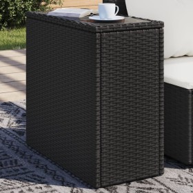 Mesa auxiliar jardín tapa vidrio ratán PE negro 58x27,5x55 cm de , Mesas de jardín - Ref: Foro24-365982, Precio: 61,99 €, Des...