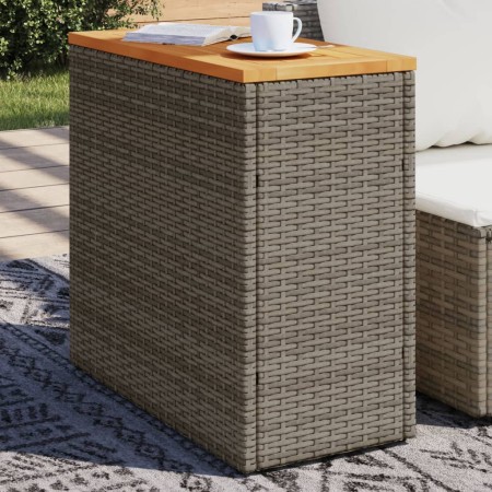 Mesa auxiliar jardín tapa madera ratán PE gris 58x27,5x55 cm de , Mesas de jardín - Ref: Foro24-366134, Precio: 56,40 €, Desc...