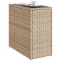 Side table for garden with glass top, beige PE rattan, 58x27.5x55 cm by , Garden tables - Ref: Foro24-366071, Price: 81,48 €,...