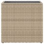 Mesa auxiliar jardín tapa vidrio ratán PE beige 58x27,5x55 cm de , Mesas de jardín - Ref: Foro24-366071, Precio: 81,48 €, Des...