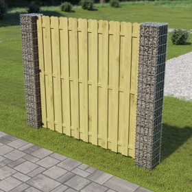 Garden fence panel with pine wood gabion posts 180x180 cm by , fence panels - Ref: Foro24-275903, Price: 311,99 €, Discount: %