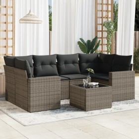 7-piece garden sofa set with gray PE rattan cushions by , Garden sets - Ref: Foro24-3218710, Price: 484,88 €, Discount: %