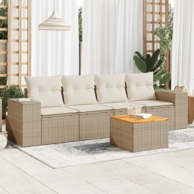 Set Gartensofas mit Kissen 5 Stück synthetisches Rattan beige von , Gartensets - Ref: Foro24-3225323, Preis: 400,03 €, Rabatt: %