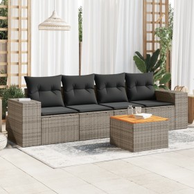 Garden sofa set with 5-piece synthetic rattan gray cushions by , Garden sets - Ref: Foro24-3257656, Price: 338,99 €, Discount: %