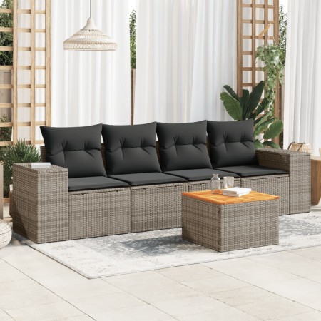 Garden sofa set with 5-piece synthetic rattan gray cushions by , Garden sets - Ref: Foro24-3257656, Price: 346,39 €, Discount: %