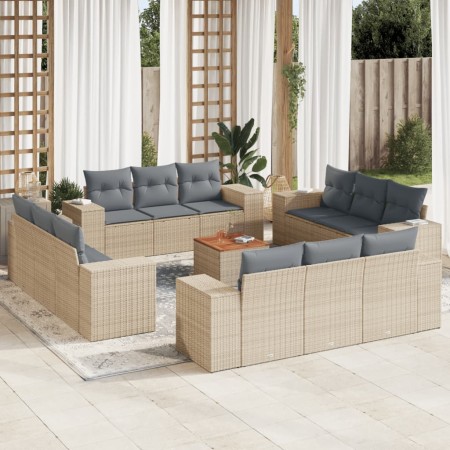 Garden set with 13-piece synthetic rattan beige cushions. by , Garden sets - Ref: Foro24-3257711, Price: 1,00 €, Discount: %