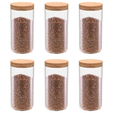 Storage jars with cork lids 6 units 1400 ml by vidaXL, Cookie Jars - Ref: Foro24-50841, Price: 41,36 €, Discount: %