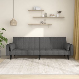 Sofá cama de 2 plazas con dos almohadas tela gris oscuro de , Sofás - Ref: Foro24-375834, Precio: 238,35 €, Descuento: %