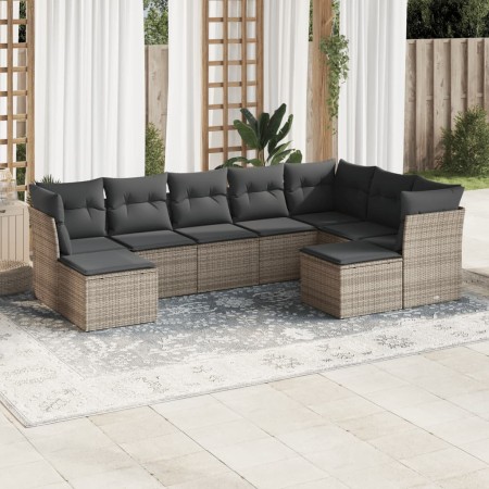 Garden furniture set 9 pieces and gray synthetic rattan cushions by , Garden sets - Ref: Foro24-3218570, Price: 540,85 €, Dis...