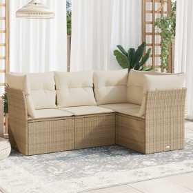 Garden sofa set with 4-piece synthetic rattan beige cushions by , Garden sets - Ref: Foro24-3217578, Price: 377,13 €, Discoun...