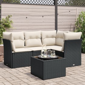 5-teiliges Gartenmöbel-Set und Kissen aus synthetischem Rattan schwarz von , Gartensets - Ref: Foro24-3217586, Preis: 348,35 ...