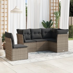 Garden sofa set with 5-piece synthetic rattan gray cushions by , Garden sets - Ref: Foro24-3217640, Price: 342,74 €, Discount: %