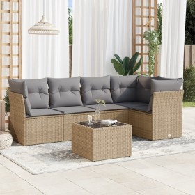 Garden sofa set with 6-piece synthetic rattan beige cushions by , Garden sets - Ref: Foro24-3217609, Price: 396,96 €, Discoun...