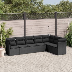 7-teiliges Garten-Esszimmerset und Kissen synthetisches Rattan schwarz von , Gartensets - Ref: Foro24-3249574, Preis: 481,12 ...