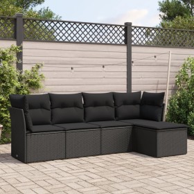 5-teiliges Gartenmöbel-Set und Kissen aus synthetischem Rattan schwarz von , Gartensets - Ref: Foro24-3249394, Preis: 331,99 ...