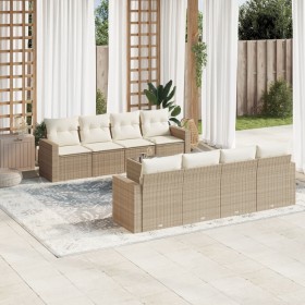 9-teiliges Gartensofa-Set mit beigen synthetischen Rattankissen von , Gartensets - Ref: Foro24-3218738, Preis: 725,99 €, Raba...