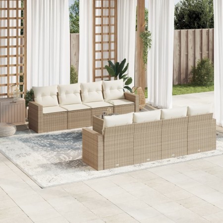 Set de sofás de jardín 9 pzas con cojines ratán sintético beige de , Conjuntos de jardín - Ref: Foro24-3218738, Precio: 725,9...