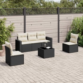 Set aus 6-teiligen Gartensofas und Kissen Kunstrattan schwarz von , Gartensets - Ref: Foro24-3218786, Preis: 363,10 €, Rabatt: %