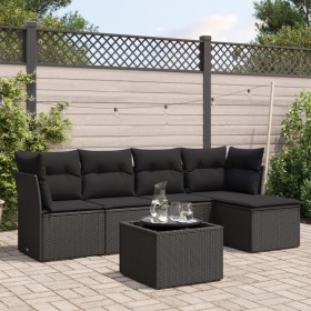 Set aus 6-teiligen Gartensofas und Kissen Kunstrattan schwarz von , Gartensets - Ref: Foro24-3249404, Preis: 372,99 €, Rabatt: %