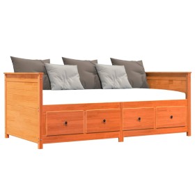 Sofá cama de madera maciza de pino marrón cera 100x200 cm de , Camas y somieres - Ref: Foro24-844437, Precio: 260,99 €, Descu...