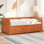 Wax brown solid pine wood sofa bed 100x200 cm by , Beds and slatted bases - Ref: Foro24-844437, Price: 261,38 €, Discount: %