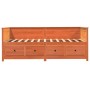 Wax brown solid pine wood sofa bed 100x200 cm by , Beds and slatted bases - Ref: Foro24-844437, Price: 261,38 €, Discount: %