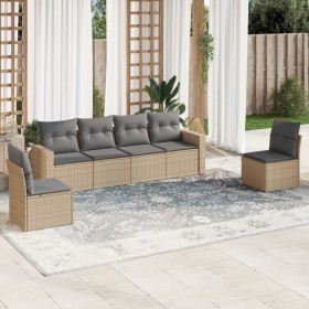 Garden sofa set with 6-piece synthetic rattan beige cushions by , Garden sets - Ref: Foro24-3218799, Price: 398,07 €, Discoun...