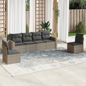 6-piece garden furniture set with gray synthetic rattan cushions by , Garden sets - Ref: Foro24-3218800, Price: 391,59 €, Dis...