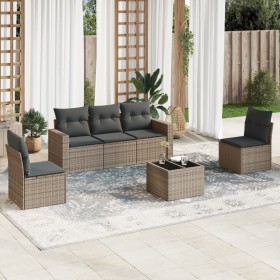 6-piece garden furniture set with gray synthetic rattan cushions by , Garden sets - Ref: Foro24-3218790, Price: 375,73 €, Dis...