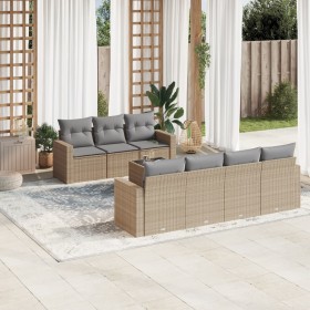 Garden sofa set with beige cushions, 8 pieces, PE rattan. by , Garden sets - Ref: Foro24-3218719, Price: 526,99 €, Discount: %