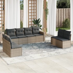 Garden sofa set 8 pieces and gray synthetic rattan cushions by , Garden sets - Ref: Foro24-3218840, Price: 500,75 €, Discount: %