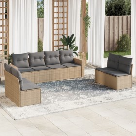 Set de sofás de jardín 9 pzas con cojines ratán sintético beige de , Conjuntos de jardín - Ref: Foro24-3218849, Precio: 561,9...