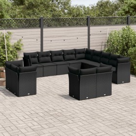 Garden sofa set with 13-piece black synthetic rattan cushions by , Garden sets - Ref: Foro24-3218545, Price: 906,53 €, Discou...