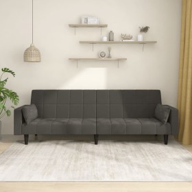 Sofá cama de 2 plazas con dos almohadas terciopelo gris oscuro de , Sofás - Ref: Foro24-375848, Precio: 253,99 €, Descuento: %