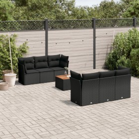 7-teiliges Garten-Esszimmerset und Kissen synthetisches Rattan schwarz von , Gartensets - Ref: Foro24-3223486, Preis: 421,87 ...