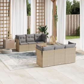 Set of 7-piece garden sofas and beige synthetic rattan cushions by , Garden sets - Ref: Foro24-3223490, Price: 452,52 €, Disc...