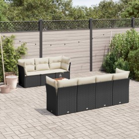 Set aus 8-teiligen Gartensofas und Kissen Kunstrattan schwarz von , Gartensets - Ref: Foro24-3223501, Preis: 521,64 €, Rabatt: %