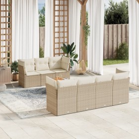 Garden sofa set with beige cushions, 8 pieces, PE rattan. by , Garden sets - Ref: Foro24-3223503, Price: 642,30 €, Discount: %