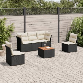 Set aus 6-teiligen Gartensofas und Kissen Kunstrattan schwarz von , Gartensets - Ref: Foro24-3223543, Preis: 380,44 €, Rabatt: %