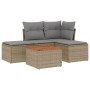 Set Gartensofas mit Kissen 5 Stück synthetisches Rattan beige von , Gartensets - Ref: Foro24-3223588, Preis: 298,51 €, Rabatt: %