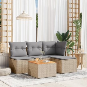 Garden sofa set with 5-piece synthetic rattan beige cushions by , Garden sets - Ref: Foro24-3223595, Price: 305,36 €, Discoun...