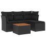 Set de muebles de jardín 5 pzas y cojines ratán sintético negro de , Conjuntos de jardín - Ref: Foro24-3223605, Precio: 277,3...