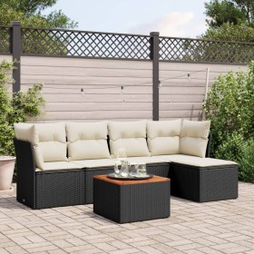 Set aus 6-teiligen Gartensofas und Kissen Kunstrattan schwarz von , Gartensets - Ref: Foro24-3223613, Preis: 347,90 €, Rabatt: %