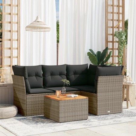 Garden sofa set with 5-piece synthetic rattan gray cushions by , Garden sets - Ref: Foro24-3223624, Price: 326,48 €, Discount: %