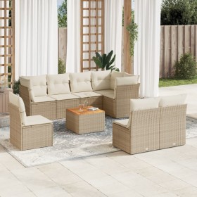 Set de sofás de jardín 9 pzas con cojines ratán sintético beige de , Conjuntos de jardín - Ref: Foro24-3223685, Precio: 697,9...