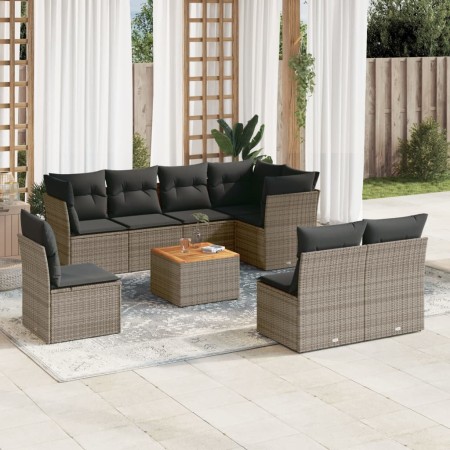 Set de muebles de jardín 9 pzas y cojines ratán sintético gris de , Conjuntos de jardín - Ref: Foro24-3223687, Precio: 565,99...